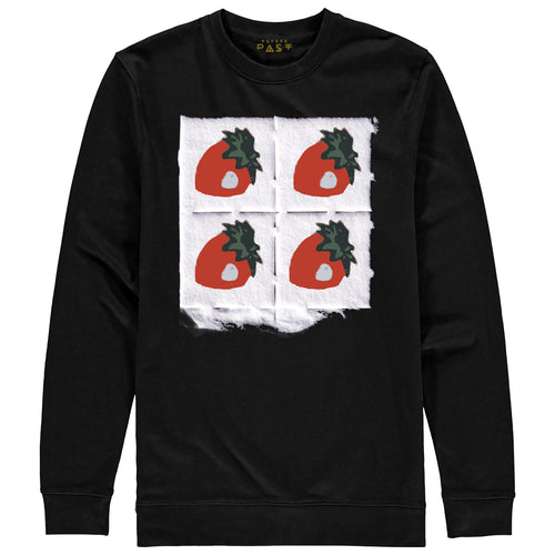 Strawberry Tear Off Paper Premium Sweatshirt / Black