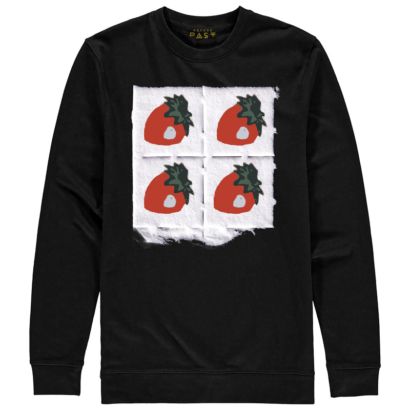 Strawberry Tear Off Paper Premium Sweatshirt / Black
