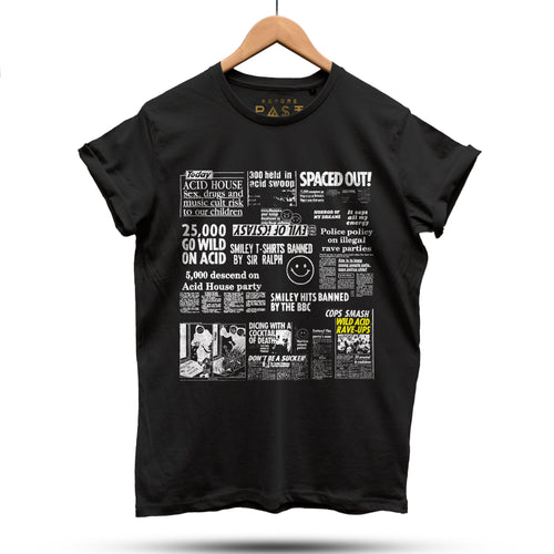 Acid House Headline Hysteria T-Shirt / Black
