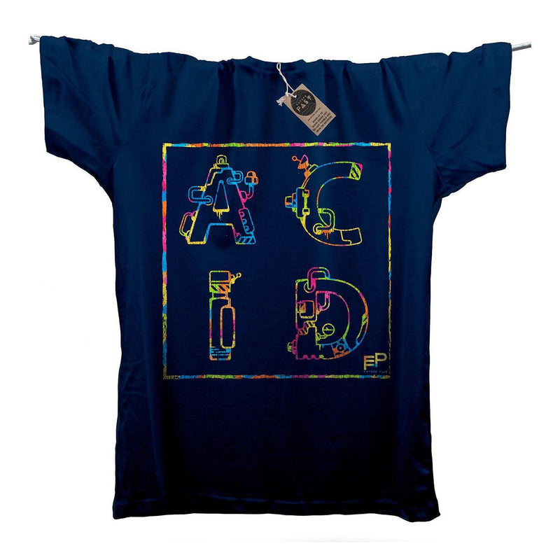 Acid House Letters T-Shirt / Navy