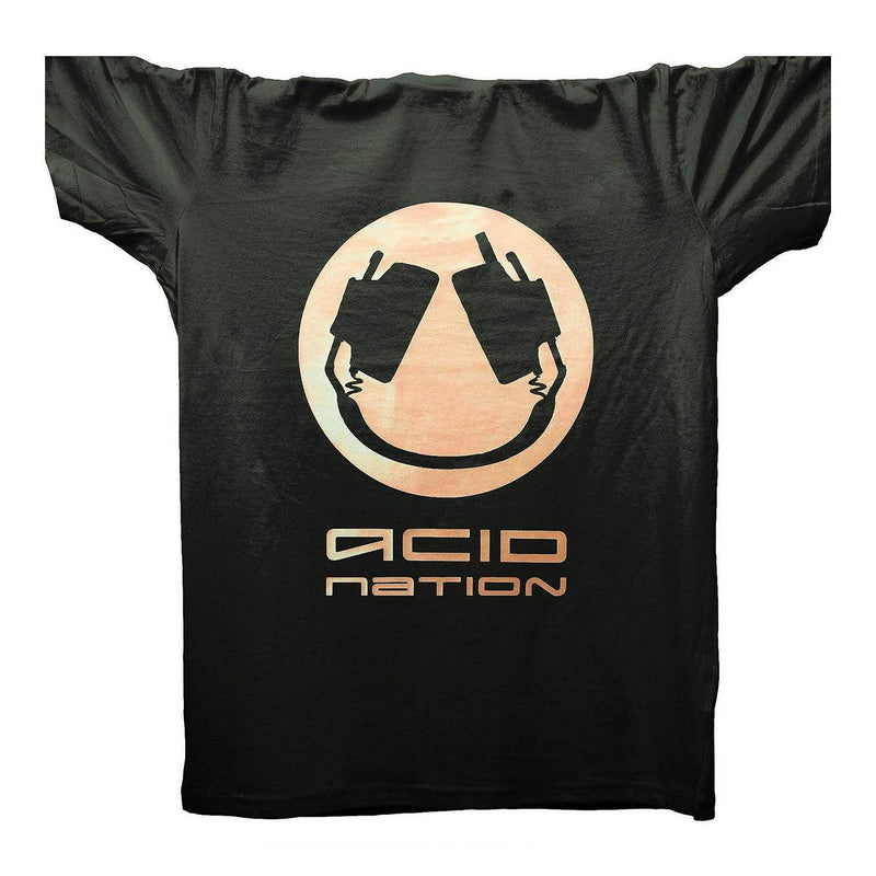 Acid House N8 Gold Headphone Smiler T-Shirt / Black