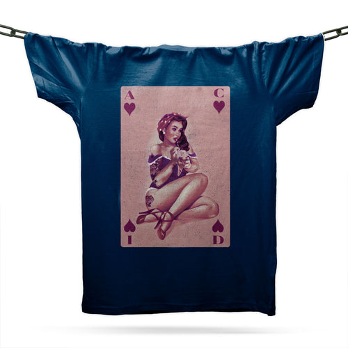Acid House Pinup Girl 9 T-Shirt / Navy