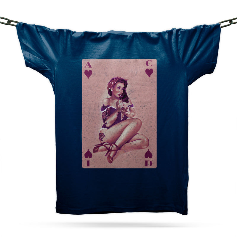 Acid House Pinup Girl 9 T-Shirt / Navy