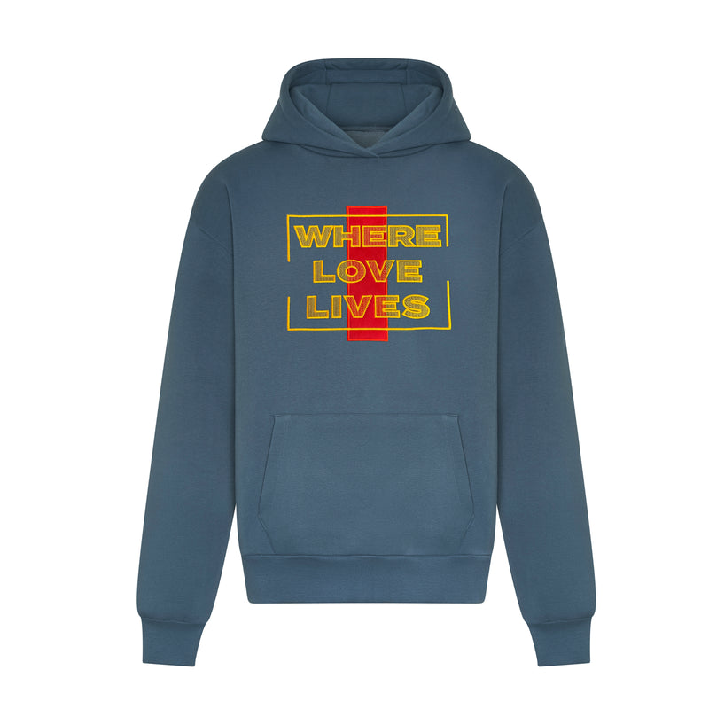 Where Love Lives Heavyweight Hoodie / Airforce Blue