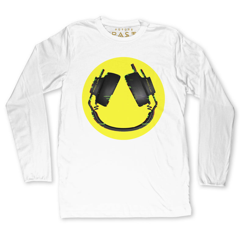 Headphone Smiler Long Sleeve T-Shirt / White