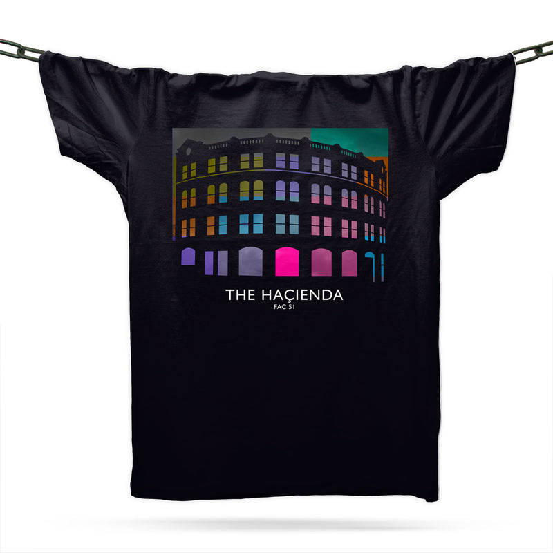 Official Hacienda FAC51 Whitworth Street T-Shirt / Black / Organic Cotton