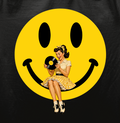 Pinup Girl Sitting On Acid Smiley / Black