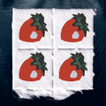 Strawberry Tear Off Paper T-Shirt / Navy