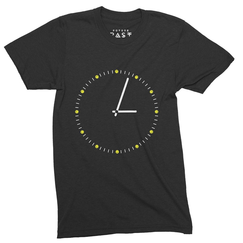 Techno 303 Acid Smiler Clock T-Shirt / Black