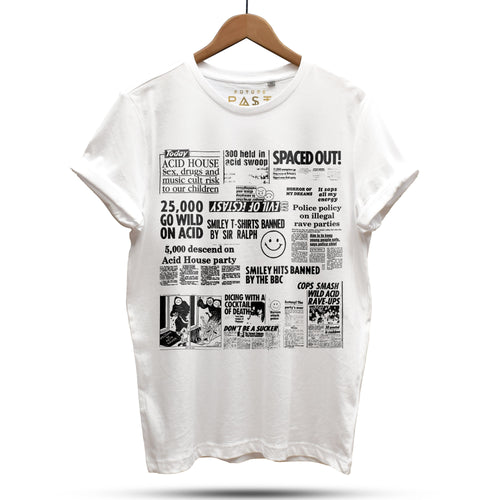 Techno Acid House Headline Hysteria T-Shirt / White