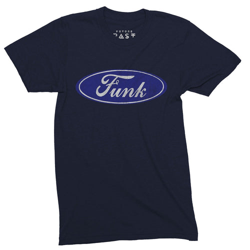 Techno Distressed Funk Logo T-Shirt / Navy